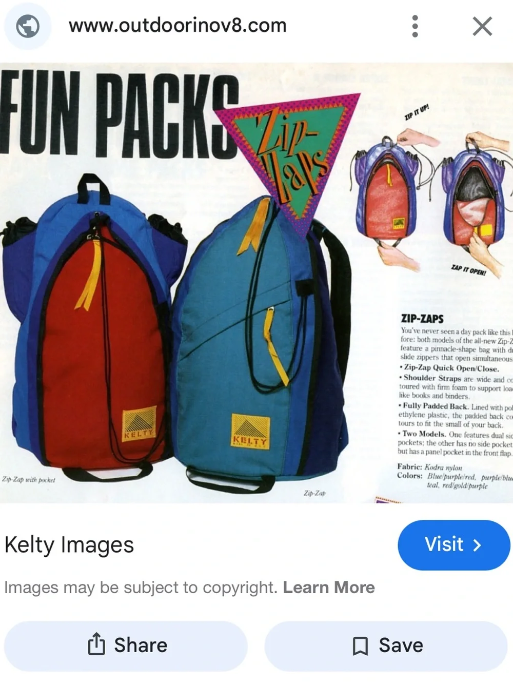 Vintage Kelty Zip Zap Backpack 80s 90s Colorblock Hiking School Red Blu Purple